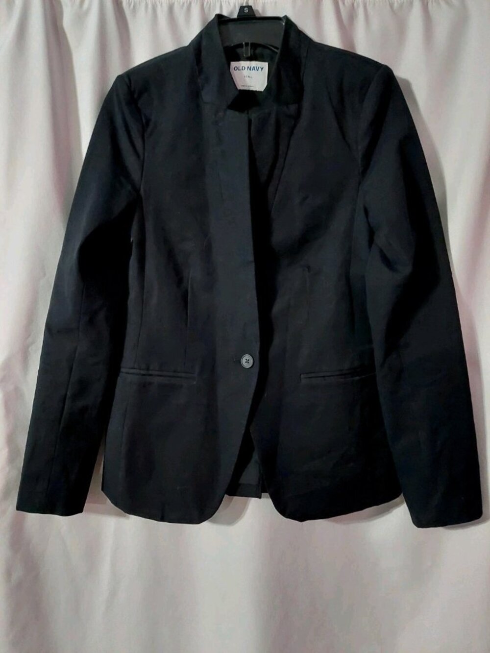 Old Navy Womens Size S Tall Fitted Twill Blazer Black Single Button